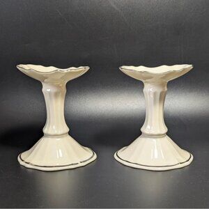 Lenox Symphony Platinum Trim Candlestick Holders Home Decor Vintage